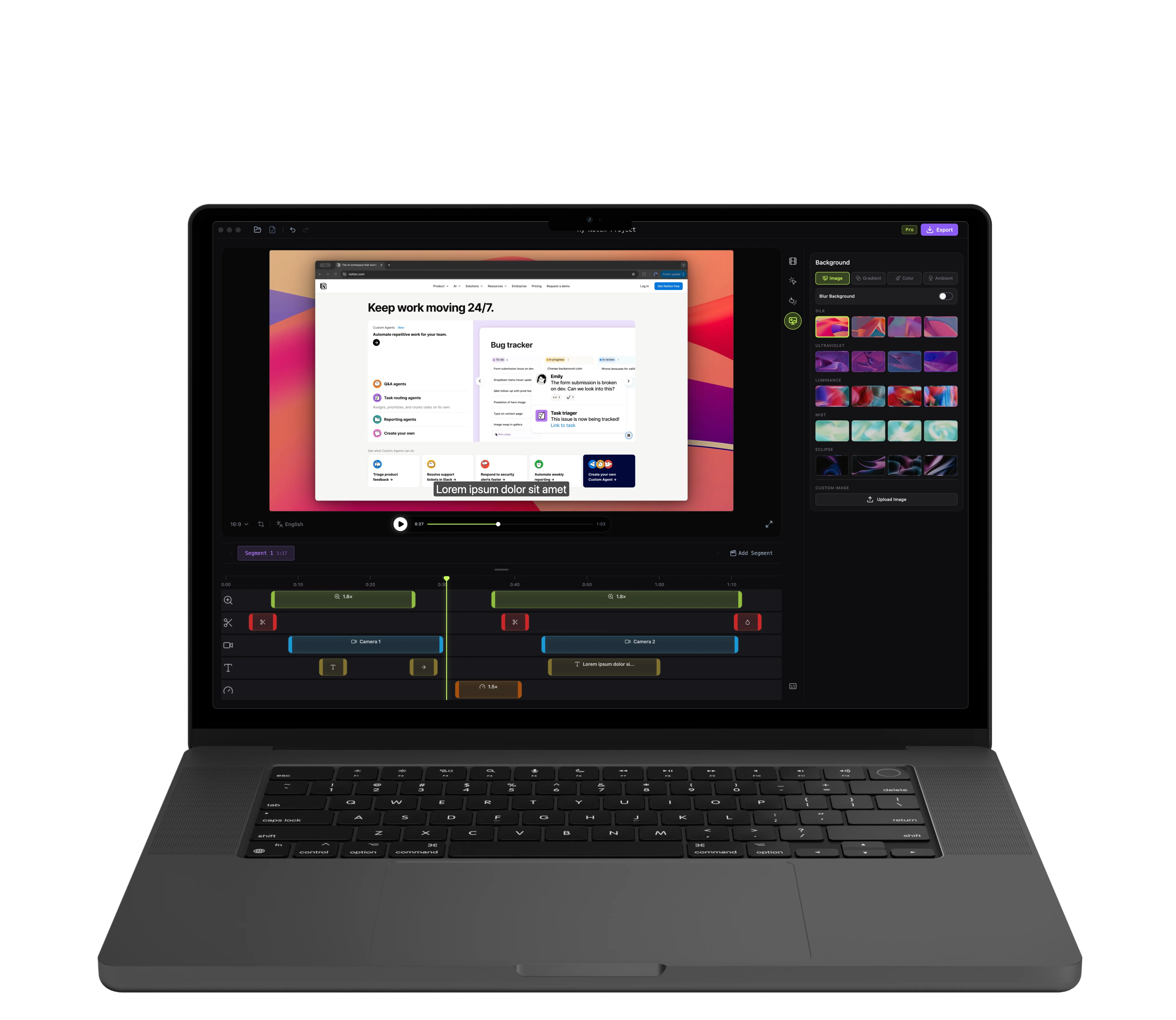 Notch screen recorder interface